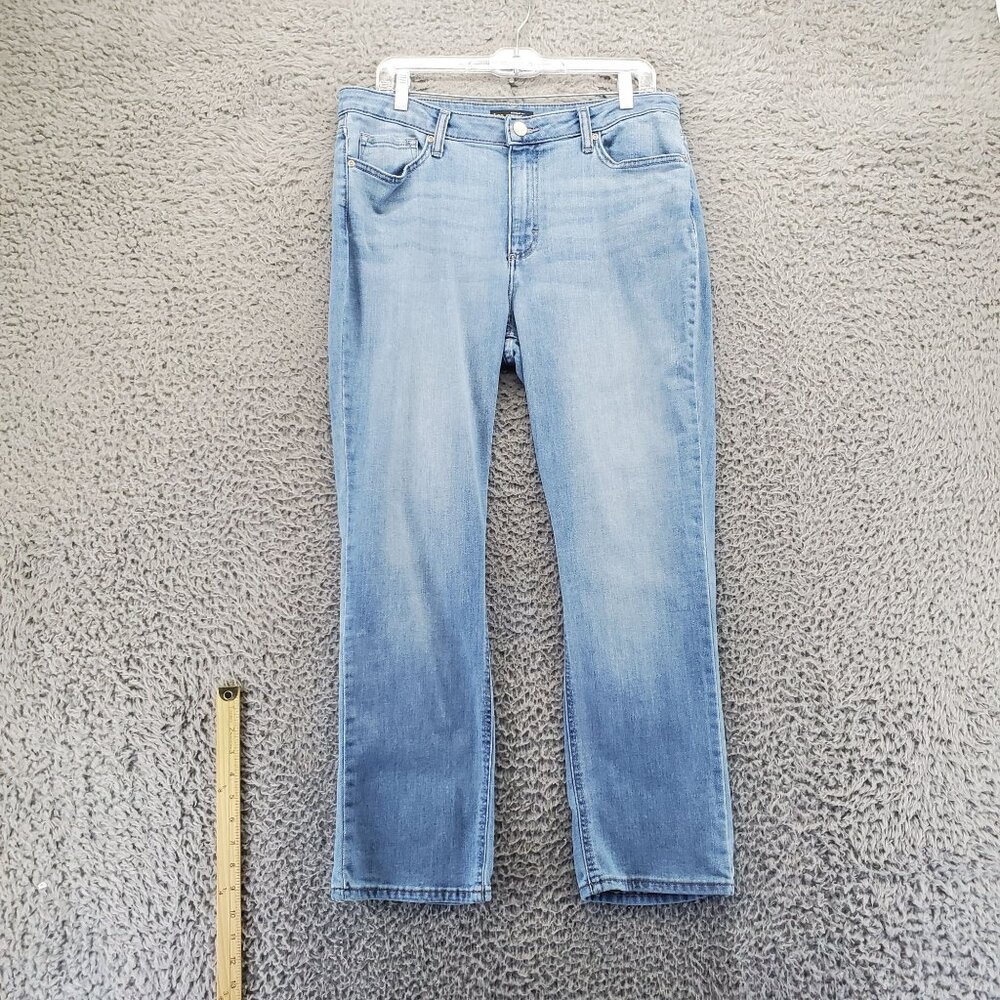 Lee Jeans Womens 14 Light Blue Straight Leg Regular Fit Mid Rise Stretch Denim